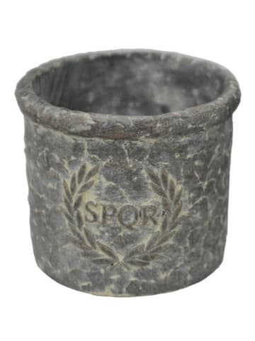 AltoBelli Blumentopf ROMA mit SPQR Wappen Antik Grau Patina Zement 16x15 cm