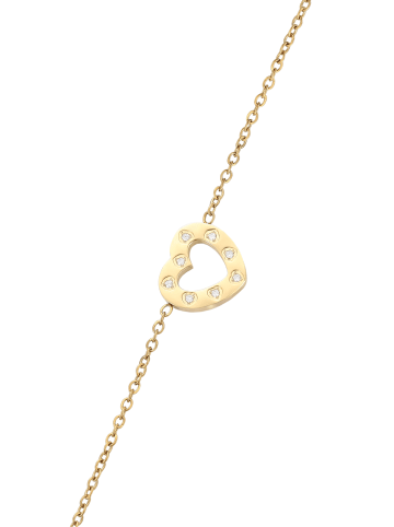 faina Women Thin Chain Link Bracelet With Heart Motif in Gold