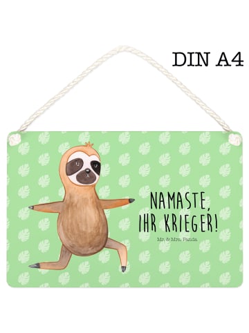 Mr. & Mrs. Panda Schild Faultier Yoga mit Spruch in Tropengrün