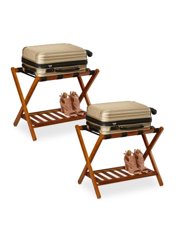 relaxdays 2 x Kofferständer in Natur/ Schwarz - (B)66 x (H)54 x (T)45 cm
