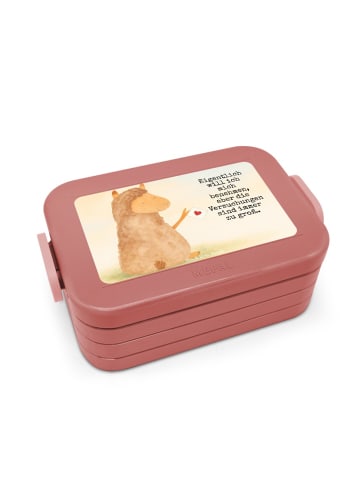 Mr. & Mrs. Panda Bentobox Alpaka Fahne Design mit Spruch in Rot Pastell