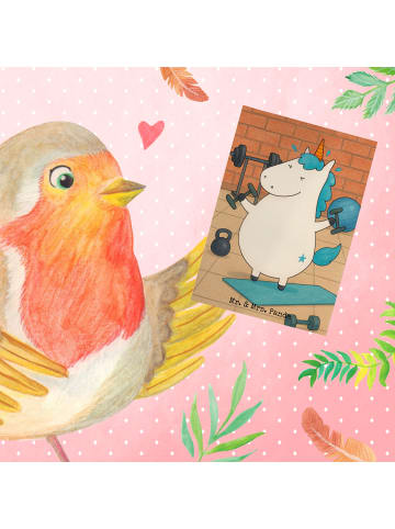 Mr. & Mrs. Panda babykarte Einhorn Fitness Design ohne Spruch in Weiß