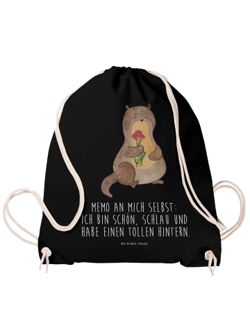 Mr. & Mrs. Panda Materialzug-Rucksack Otter Blumenstrauß mit Spruch in Schwarz