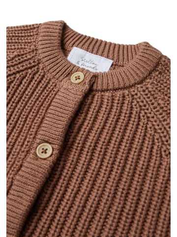 Stellou & friends Gerippter Strick-Cardigan in chocolate