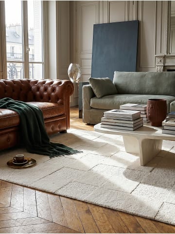 KADIMA DESIGN Teppich Wolle DEBEN Karo Wohnzimmer Modern Schachbrett Muster in Natur