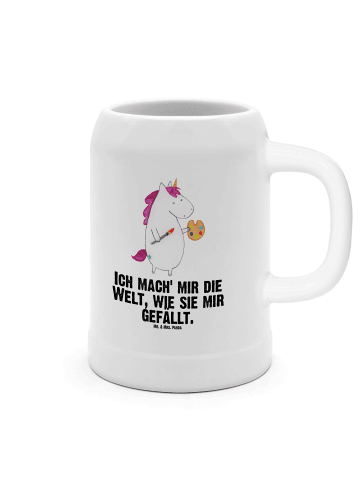 Mr. & Mrs. Panda Steinbierkrug Einhorn Künstler mit Spruch in Weiß
