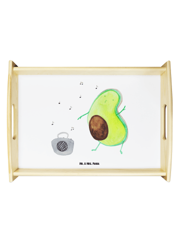 Mr. & Mrs. Panda Tablett aus Holz Avocado Tanzen ohne Spruch in Weiß