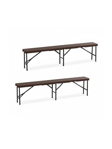 relaxdays 2 x Bierbank in Braun - (B)180 x (H)43 x (T)25 cm