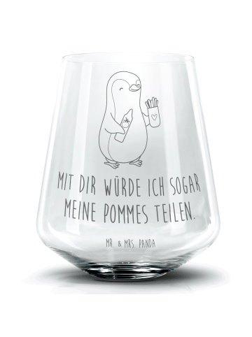 Mr. & Mrs. Panda Blümchentail Glas Pinguin Pommes mit Spruch in Transparent