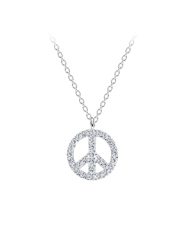 Alexander York Kette mit Anhänger PEACE mit Zirkonia in 925 Sterling Silber, 2-tlg. in silber