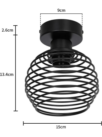 ZMH 2er-Set Deckenleuchte in schwarz 1-flammige E27 Vintage L 16cm Metall Flurlampe