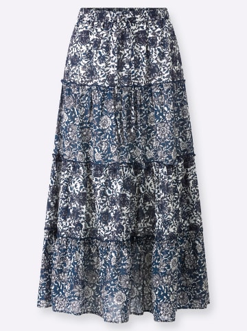 Heine Schlupfrock in champagner-dunkelblau-bedruckt