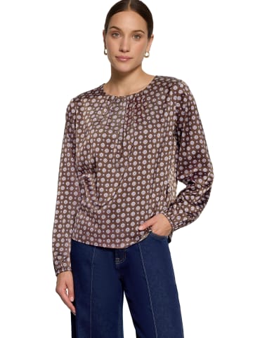 Zero  Satin-Bluse mit Print in Brown/Blue
