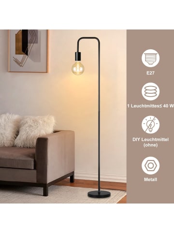 ZMH Stehlampe E27 in schwarz Vintage mit Fußschalter H157cm