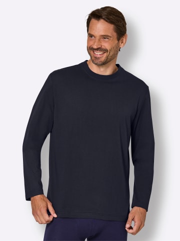 WITT WEIDEN Schlafanzug-Shirt in marine + anthrazit-meliert