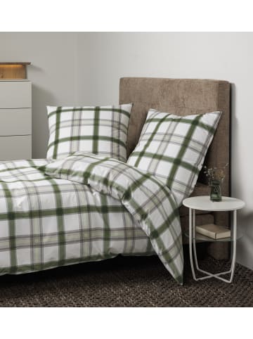 Janine Baumwoll Bettwäsche Cortina in grün platin