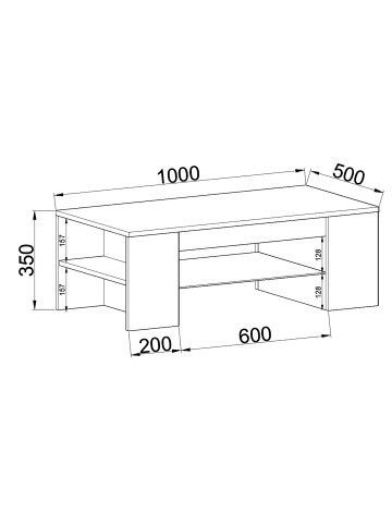 ebuy24 Couchtisch Tunas 2 Weiß 100 x 50 cm