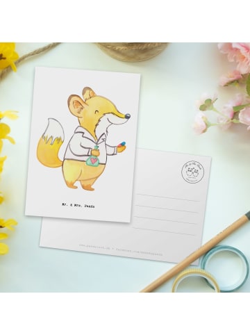 Mr. & Mrs. Panda Postkarte Apotheker Herz ohne Spruch in Weiß
