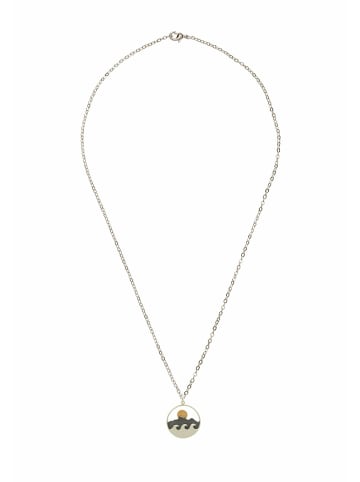 Gemshine Halskette mit Anhänger Maritim Meer Wellen und Bergen in silver coloured