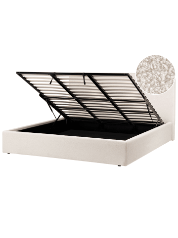 Beliani Doppelbett BRENON in Weiß/Schwarz - (W) 199 x (H) 112 x (L) 219 cm