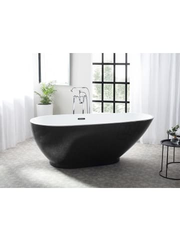 Beliani Freistehende Badewannen GUIANA in Schwarz/Weiß/Silber