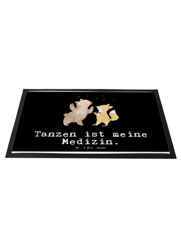 Mr. & Mrs. Panda Fußmatte Hase Tanzen mit Spruch in Schwarz