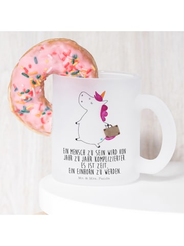 Mr. & Mrs. Panda Glas Einhorn Koffer mit Spruch in Transparent