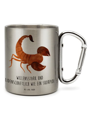 Mr. & Mrs. Panda karabiner tasse Sternzeichen Skorpion mit Spruch in Silber