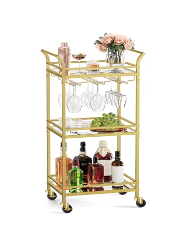 VASAGLE Servierwagen Baris in Goldfarben - (B)46.8 x (H)92 x (T)30 cm
