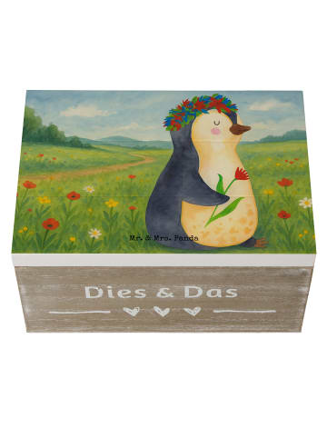 Mr. & Mrs. Panda Erinnerungskiste Pinguin Blumen Design ohne Spruch in Weiß