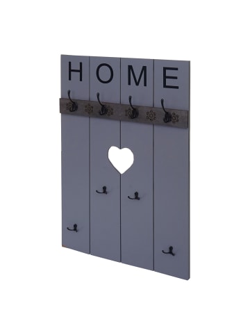 MCW Wandgarderobe C89 Home im Shabby-Look mit 8 Haken, Grau-blau