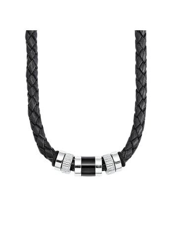 S. Oliver Jewel Halsband Edelstahl, Leder in Schwarz