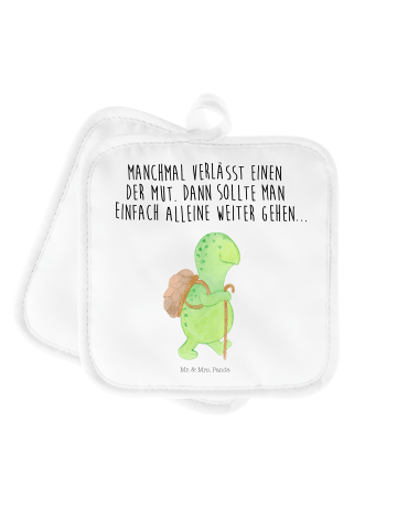 Mr. & Mrs. Panda Topfuntersetzer Schildkröte Wanderer mit Spruch in Weiß