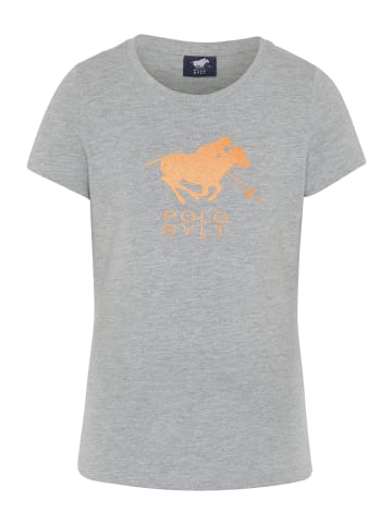 Polo Sylt T-Shirt mit glitzerndem Labelprint in Grau