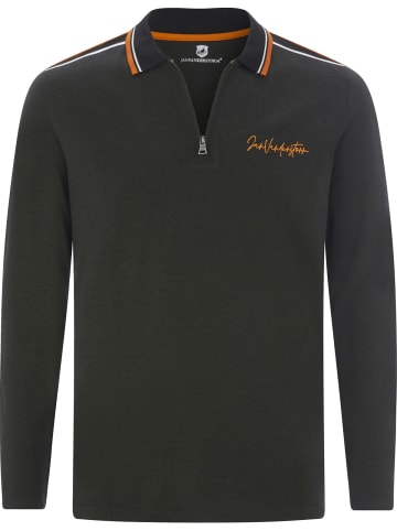 Jan Vanderstorm Langarm-Poloshirt ERIKELL in oliv melange