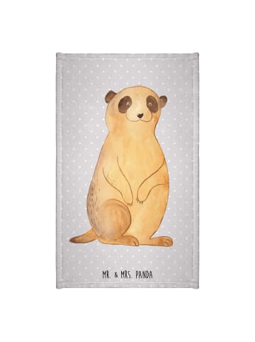 Mr. & Mrs. Panda Gästehandtücher Erdmännchen ohne Spruch in Grau Pastell