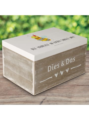 Mr. & Mrs. Panda Aufbewahrungsbox Biene Blume mit Spruch in Weiß