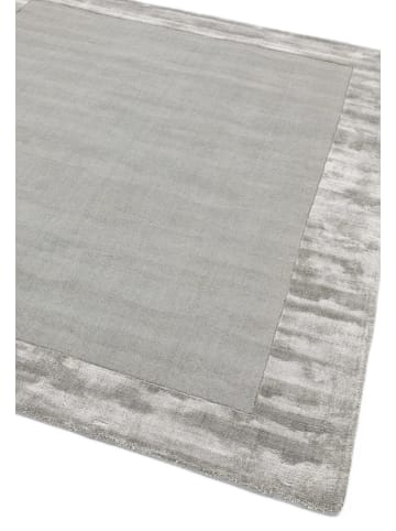 KADIMA DESIGN Teppich Wolle mit Viskose-Kombination, Einfarbig, Handarbeit in Silber