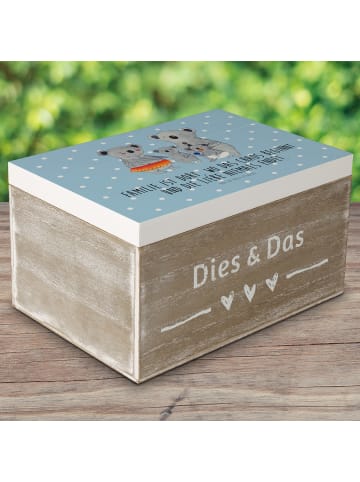Mr. & Mrs. Panda Truhe Koala Familie mit Spruch in Blau Pastell