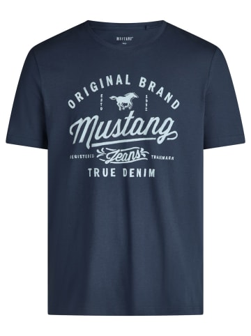 Mustang T-Shirt Basic Print Tee in Blau