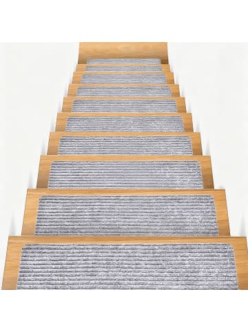 relaxdays 16 x Stufenmatten in Hellgrau - 65 x 20 cm