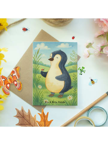 Mr. & Mrs. Panda Grußkarte Pinguin Marienkäfer Design ohne Spruch in Weiß