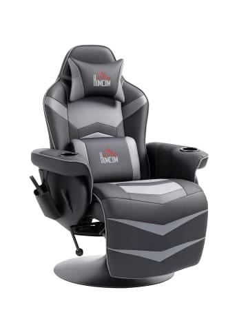 HOMCOM Relaxsessel mit Massagefunktion-79,5L x 82,5B x 111,5H cm-Schwarz+Grau