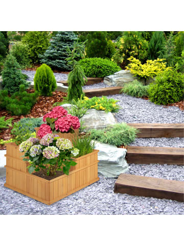 relaxdays Hochbeet in Natur - (B)81 x (H)61 x (T)81 cm