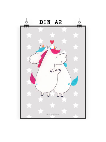 Mr. & Mrs. Panda Poster Einhorn Mitteilung ohne Spruch in Grau Pastell