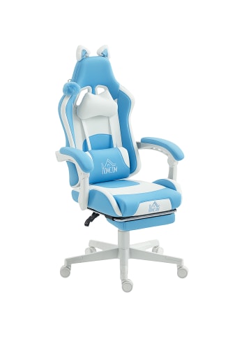 HOMCOM Gaming-Stuhl-65L x 62B x 116-124H cm-Hellblau