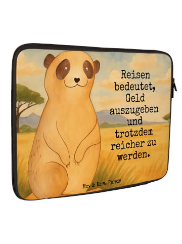 Mr. & Mrs. Panda Laptophülle Erdmännchen Design mit Spruch in Weiß