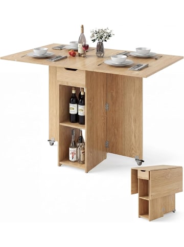 COSTWAY Esstisch klappbar 120 x 72 x 75 cm in Hellbraun