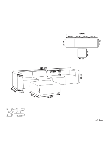 Beliani 2-tlg Sitzgruppe AREZZO in Grau/Schwarz