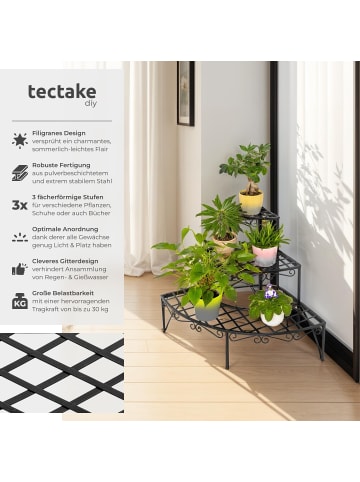 tectake Blumentreppe Aileen 60 x 60 x 60 cm, schwarz